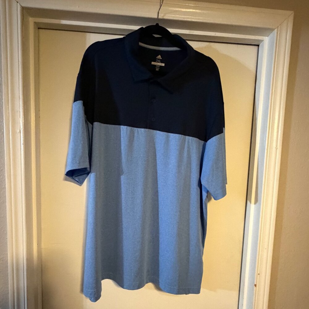 Adidas Golf Polo Shirt Men’s 2XL Blue Colorblock Short Sleeve